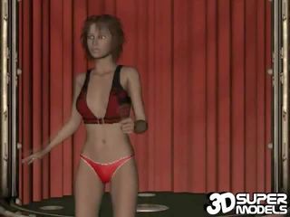 Luscious 3d swell Model Kitty Dancing Seductivelly On Her Red Bikini